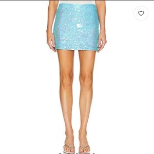 NWT L’agence Revolve Leroy Cloud Blue Sequin Mini Skirt Womens 6